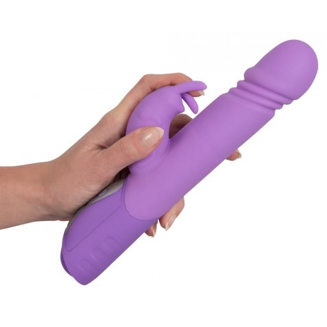 Фиолетовый вибратор Push Vibrator с возвратно-поступательными движениями - 25 см.