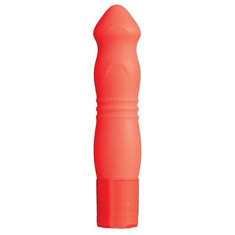 Оранжевый силиконовый вибромассажёр NEON BLISS VIBRATOR - 9 см.